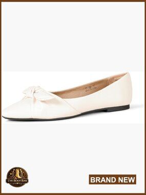 NEVER USED  Bow-Accent Pointed Toe Flats in Cream. Sz 9.5